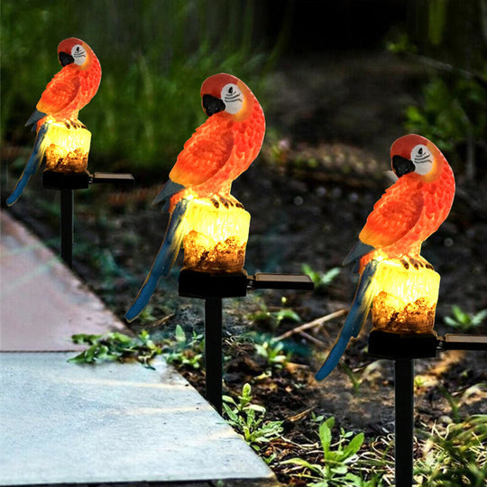 Frendorf | Garten-Eule-Papagei-Statue LED Solarlicht Außen wasserdicht Rasenlampe
