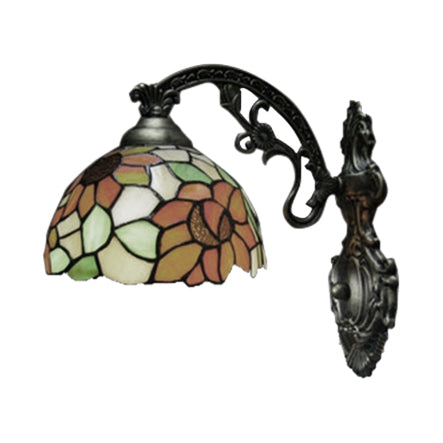 Frendorf | Loft Zonnebloem Wandlamp Verlichting Geel Glas 1 Licht Wandmontage Licht in Antiek Brons voor Slaapkamer
