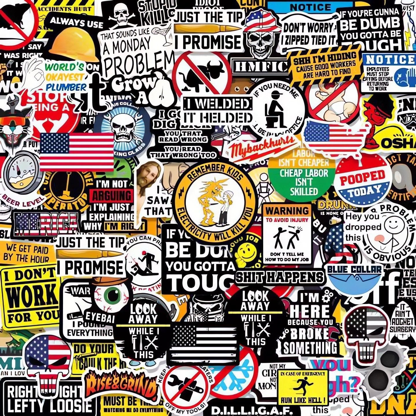 Frendorf | 150 Stück Hard Hat Aufkleber Pack (DRECKIG) für Helme Werkzeugkisten