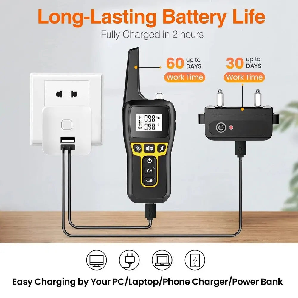 Frendorf | 1000m Hundetraining Halsband – Wasserdicht, Wiederaufladbar mit Fernbedienung für kleine, mittelgroße & große Hunde