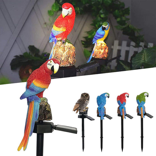 Frendorf | Garten-Eule-Papagei-Statue LED Solarlicht Außen wasserdicht Rasenlampe