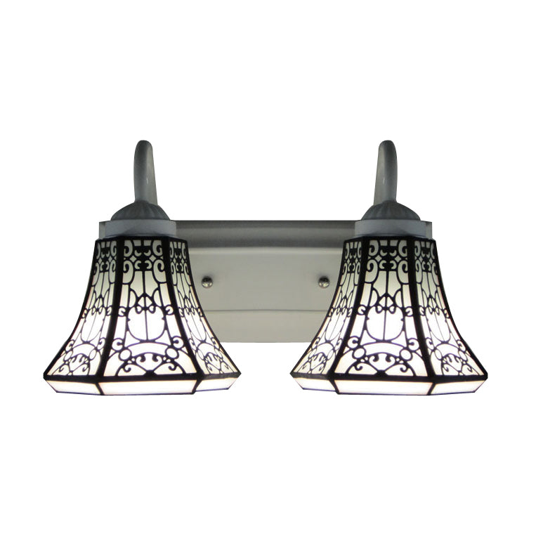 Frendorf | Glas-in-lood Witte Wandlamp Armatuur Uitgebreid 2 Koppen Tiffany Wandlamp Armatuur