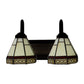 Frendorf | Cone Wandleuchte Tiffany Beige Glas 2 Köpfe Schwarze Wandmontierte Beleuchtung