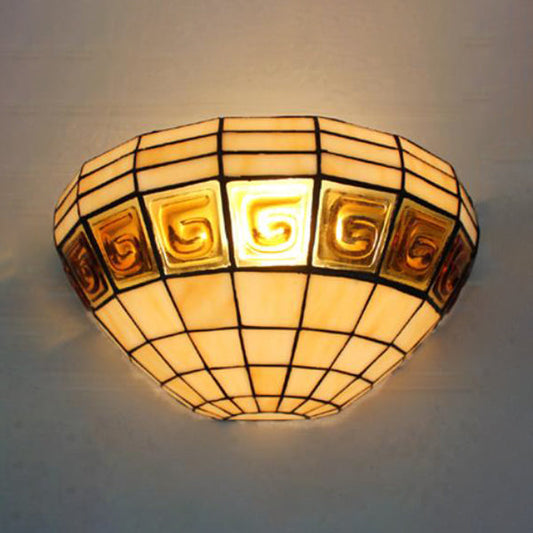Frendorf | Bowl Wandverlichting Traditioneel 1 Lichts Gevlekte Glas Wandlamp voor de Trap