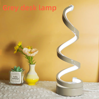Moderne Spiral Tischlampe – Kreative LED Schreibtischlampe mit sanftem warmem Licht, perfekt für Schlafzimmer, Wohnzimmer und Studien Dekor