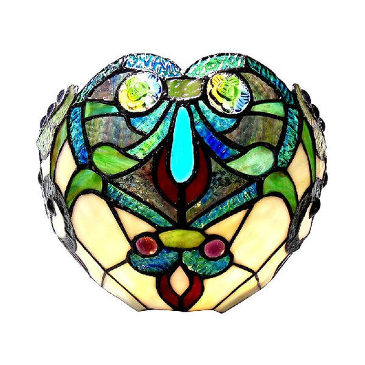 Frendorf | Glas-in-lood Schaal Wandlamp Victoriaanse Stijl 1 Licht Art Deco Wandlicht in Groen