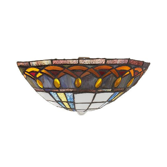 Frendorf | Tiffany Bowl Wandmontage Licht Glas-in-lood 1 Licht Wandlamp met Sieraaddecoratie