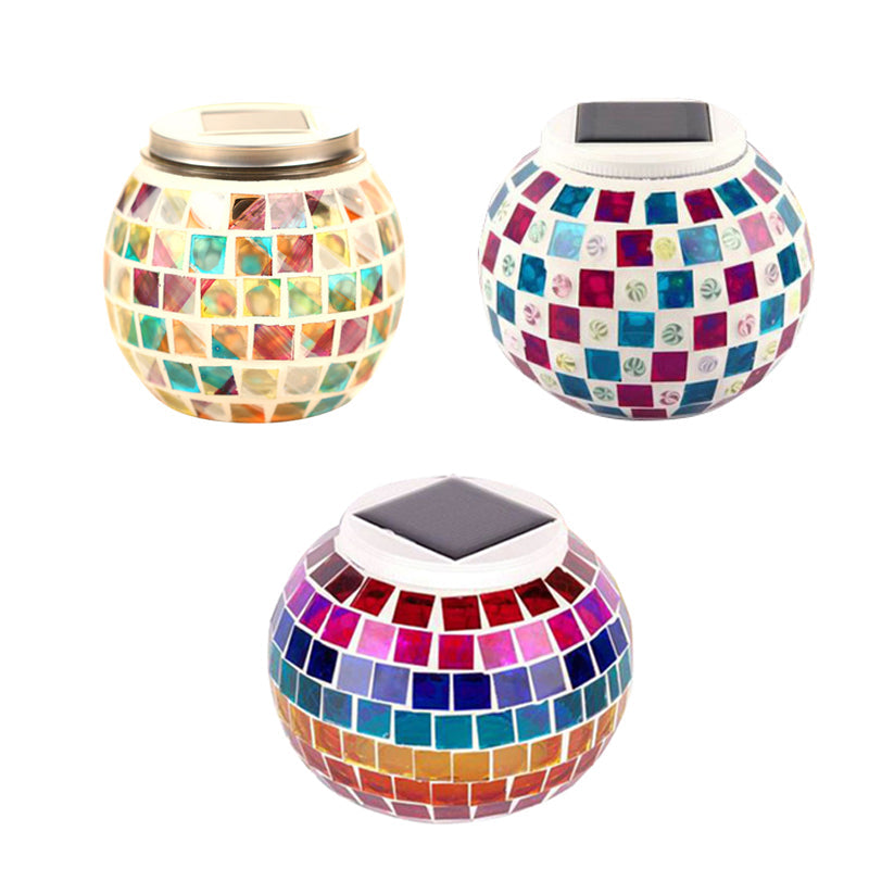 Mosaik Globe Tischbeleuchtung Buntglas-Schirm Dekorative Solarbeleuchtung für Nachttische