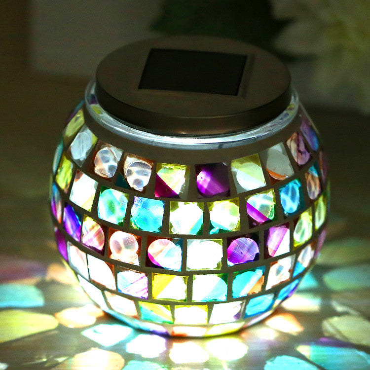 Mosaik Globe Tischbeleuchtung Buntglas-Schirm Dekorative Solarbeleuchtung für Nachttische