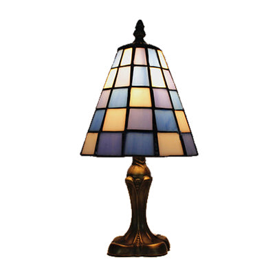 Blaue und weiße Glas konische Tischlampe 1 Licht Art Deco Stehlampe für Schlafzimmer
