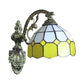 Frendorf | 1 Licht Mini Wandlamp met Gebogen Arm Gele Glazen Scherm Slaapkamer Wandverlichting