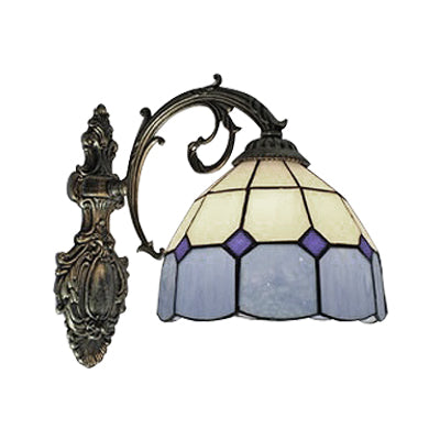 Frendorf | Dome Shade Wandmontage Armatuur Tiffany Gevlekt Glas 1 Licht Wandarmatuur Licht voor Trap