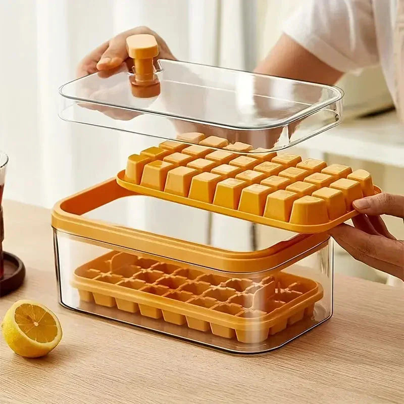 Frendorf | 101oz. Eiswürfelschale Set - 64 Stück Silikon Eiswürfelschale mit Deckel & Behälter