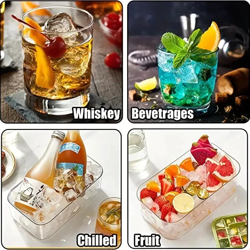 Frendorf | 101oz. Eiswürfelschale Set - 64 Stück Silikon Eiswürfelschale mit Deckel & Behälter