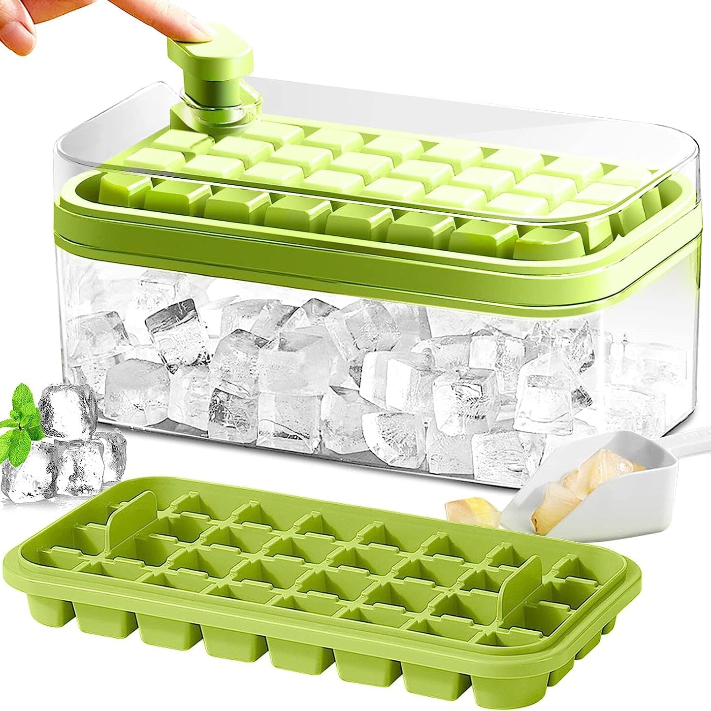 Frendorf | 101oz. Eiswürfelschale Set - 64 Stück Silikon Eiswürfelschale mit Deckel & Behälter
