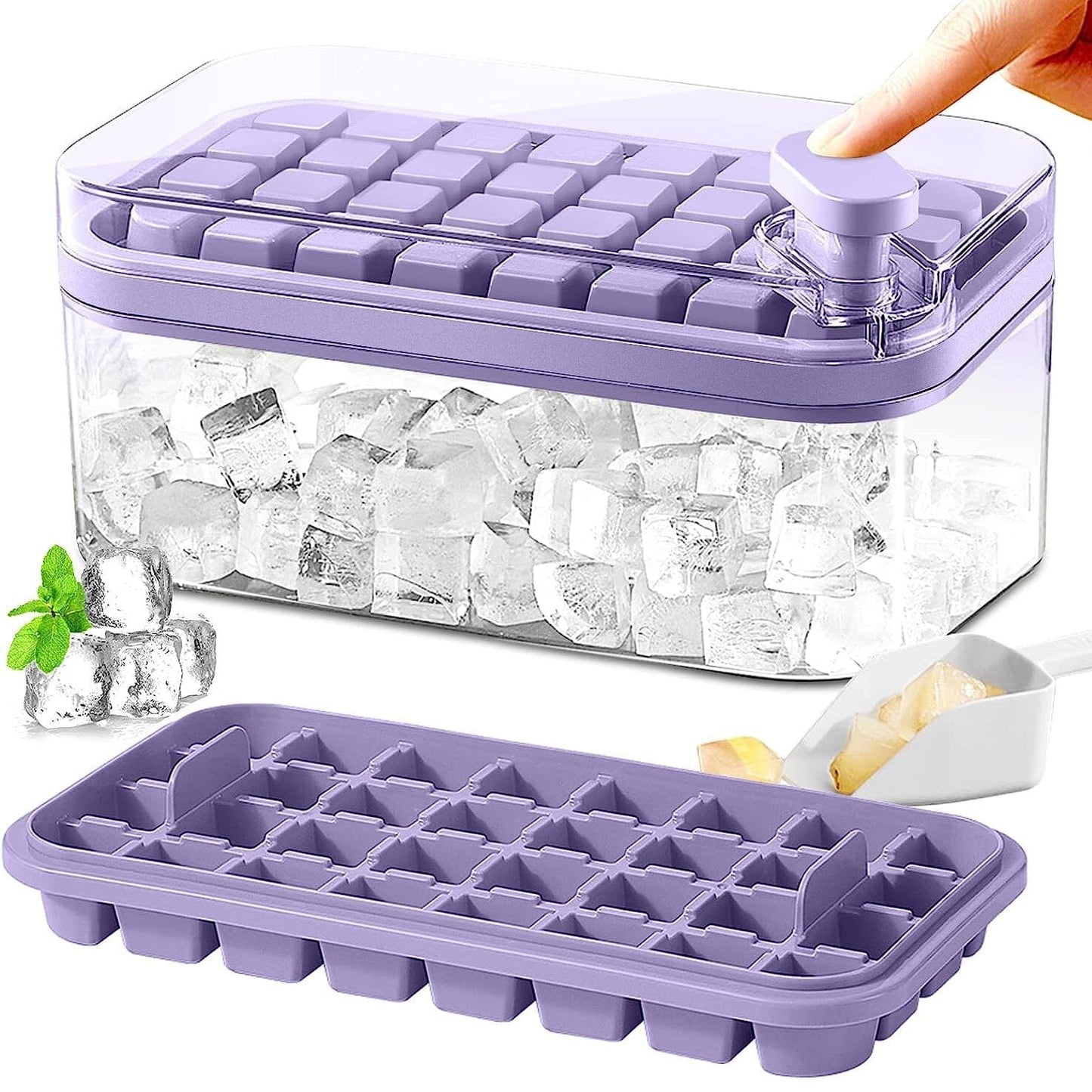 Frendorf | 101oz. Eiswürfelschale Set - 64 Stück Silikon Eiswürfelschale mit Deckel & Behälter