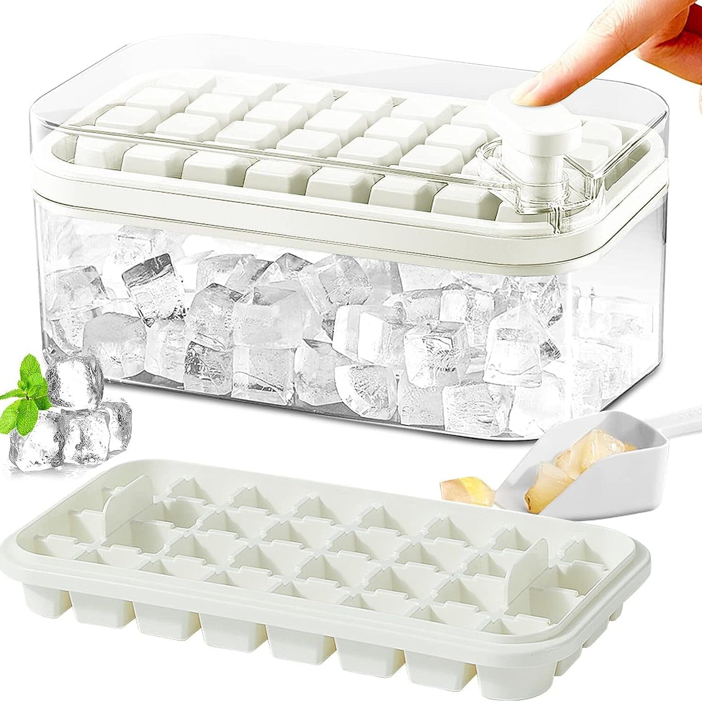 Frendorf | 101oz. Eiswürfelschale Set - 64 Stück Silikon Eiswürfelschale mit Deckel & Behälter