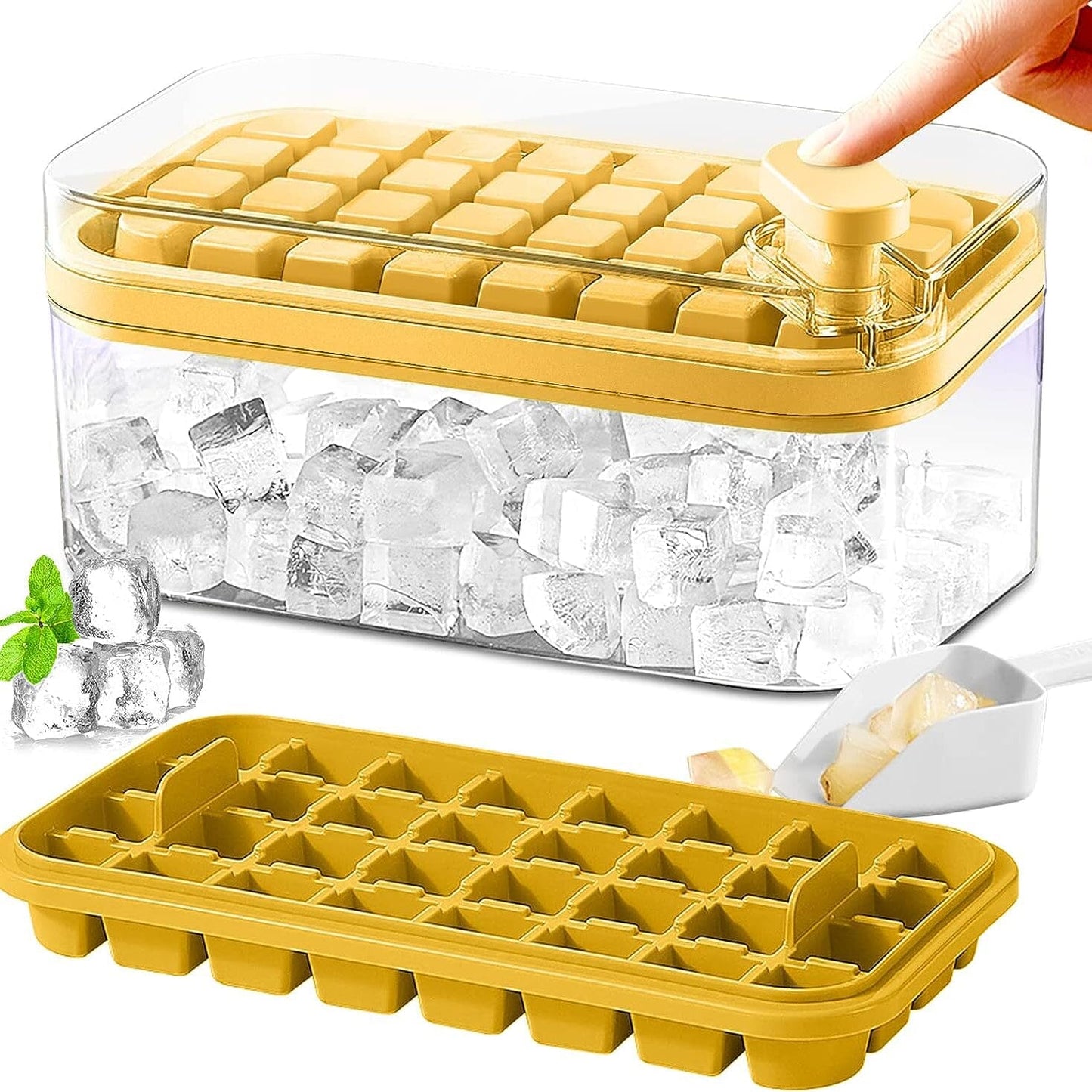Frendorf | 101oz. Eiswürfelschale Set - 64 Stück Silikon Eiswürfelschale mit Deckel & Behälter