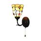 Frendorf | Verglaasd Glas Pauw Wandlamp met Kleurrijke Kraal Hal 1 Licht Tiffany Wandlamp in Beige