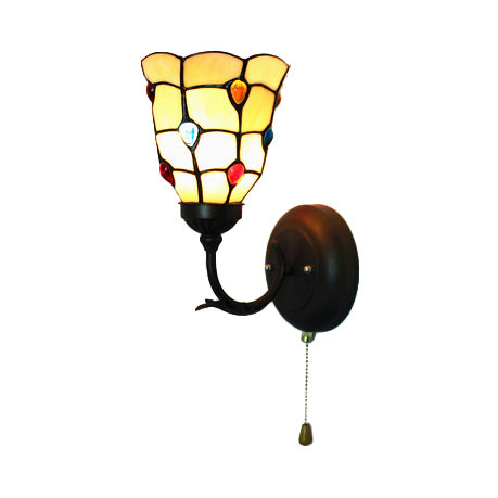 Frendorf | Verglaasd Glas Pauw Wandlamp met Kleurrijke Kraal Hal 1 Licht Tiffany Wandlamp in Beige