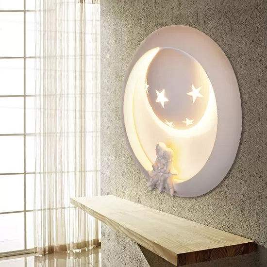 Frendorf | Romantische Weiße Wandlampe Sternenharz-Wandlicht mit kleinen Kindern für das Kinderzimmer