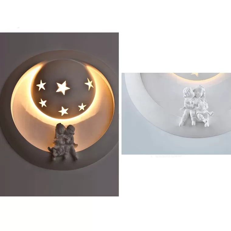 Frendorf | Romantische Weiße Wandlampe Sternenharz-Wandlicht mit kleinen Kindern für das Kinderzimmer