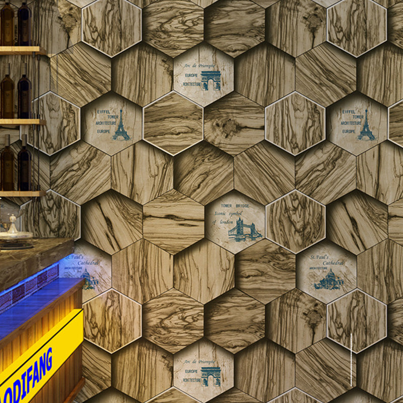 Frendorf | 33' x 20.5" Industriële Behangrol voor Koffiehuis Decor met 3D Print Houten Stam Patroon in Natuurlijke Kleur