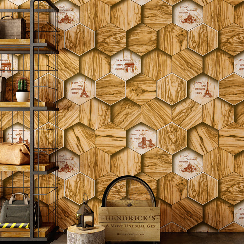 Frendorf | 33' x 20.5" Industriële Behangrol voor Koffiehuis Decor met 3D Print Houten Stam Patroon in Natuurlijke Kleur