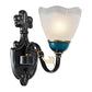 Frendorf | 1/2-Head Scalloped Pleated Wandleuchte Traditionelle Schwarze Rippenglas Wandleuchte mit Kurvigen Arm
