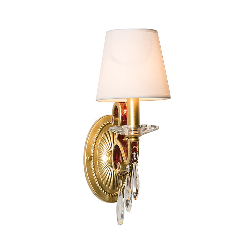 Frendorf | 1 Glühlampe Wandleuchte Traditionelle Goldene Kegelförmige Wohnzimmer Wandlampe mit/ohne Stoffschirm