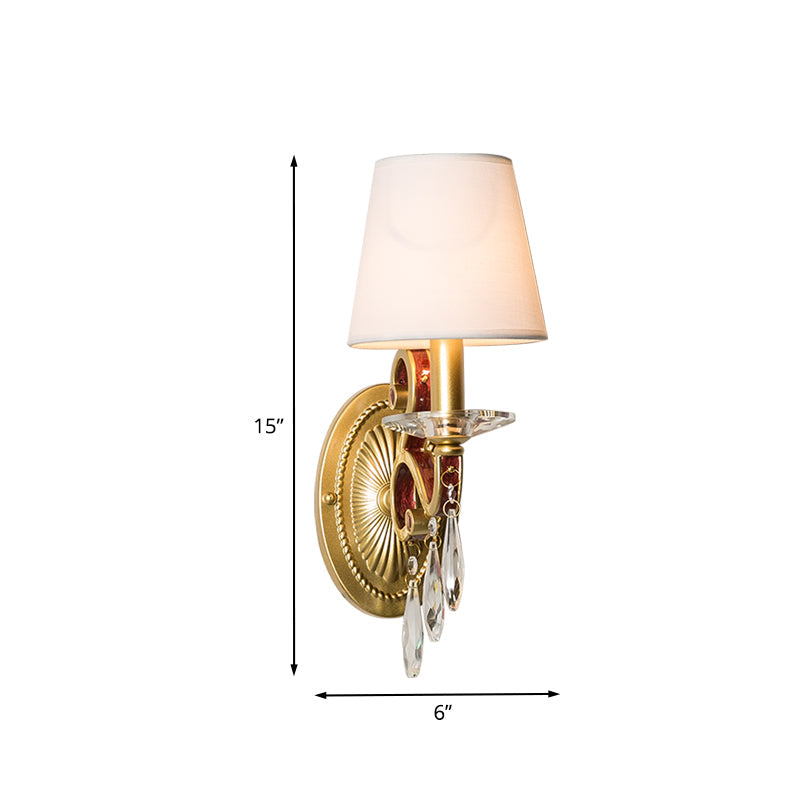 Frendorf | 1 Glühlampe Wandleuchte Traditionelle Goldene Kegelförmige Wohnzimmer Wandlampe mit/ohne Stoffschirm