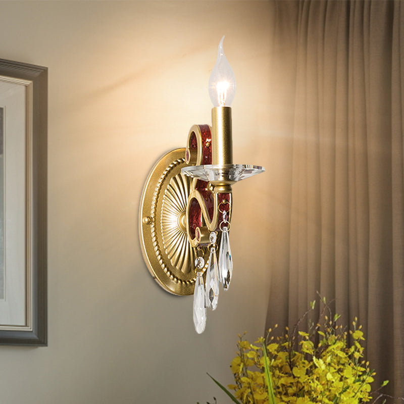 Frendorf | 1 Glühlampe Wandleuchte Traditionelle Goldene Kegelförmige Wohnzimmer Wandlampe mit/ohne Stoffschirm