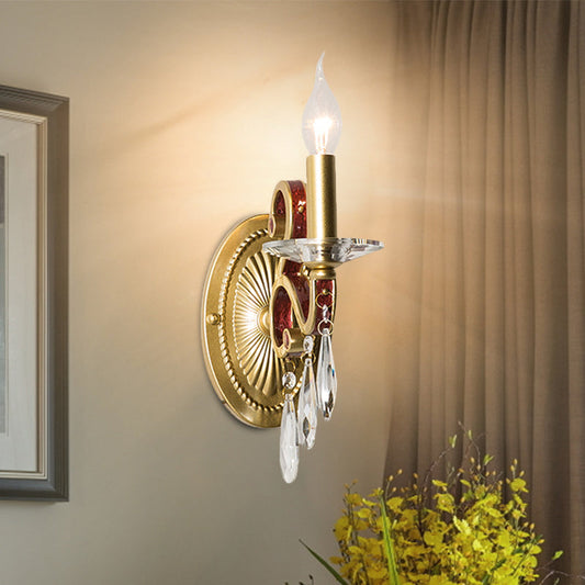 Frendorf | 1 Glühlampe Wandleuchte Traditionelle Goldene Kegelförmige Wohnzimmer Wandlampe mit/ohne Stoffschirm