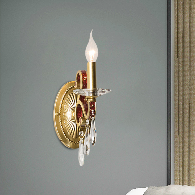 Frendorf | 1 Glühlampe Wandleuchte Traditionelle Goldene Kegelförmige Wohnzimmer Wandlampe mit/ohne Stoffschirm