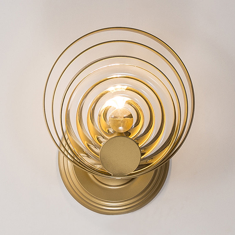 Gold 1/2-Licht Wandkandelaber Licht Minimalist Metallisch Wirbelnd Runde Wandbeleuchtung Idee