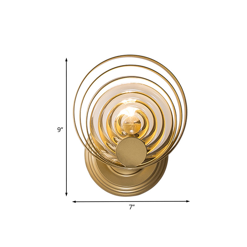 Gold 1/2-Licht Wandkandelaber Licht Minimalist Metallisch Wirbelnd Runde Wandbeleuchtung Idee