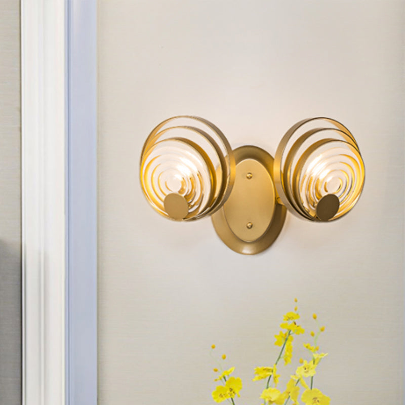 Gold 1/2-Licht Wandkandelaber Licht Minimalist Metallisch Wirbelnd Runde Wandbeleuchtung Idee