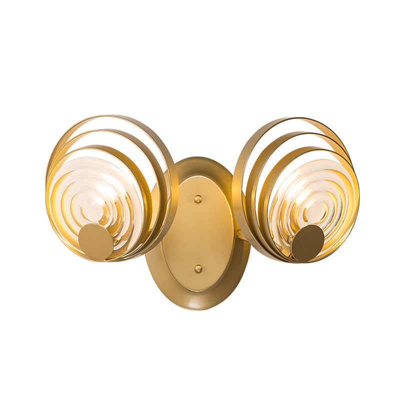 Gold 1/2-Licht Wandkandelaber Licht Minimalist Metallisch Wirbelnd Runde Wandbeleuchtung Idee