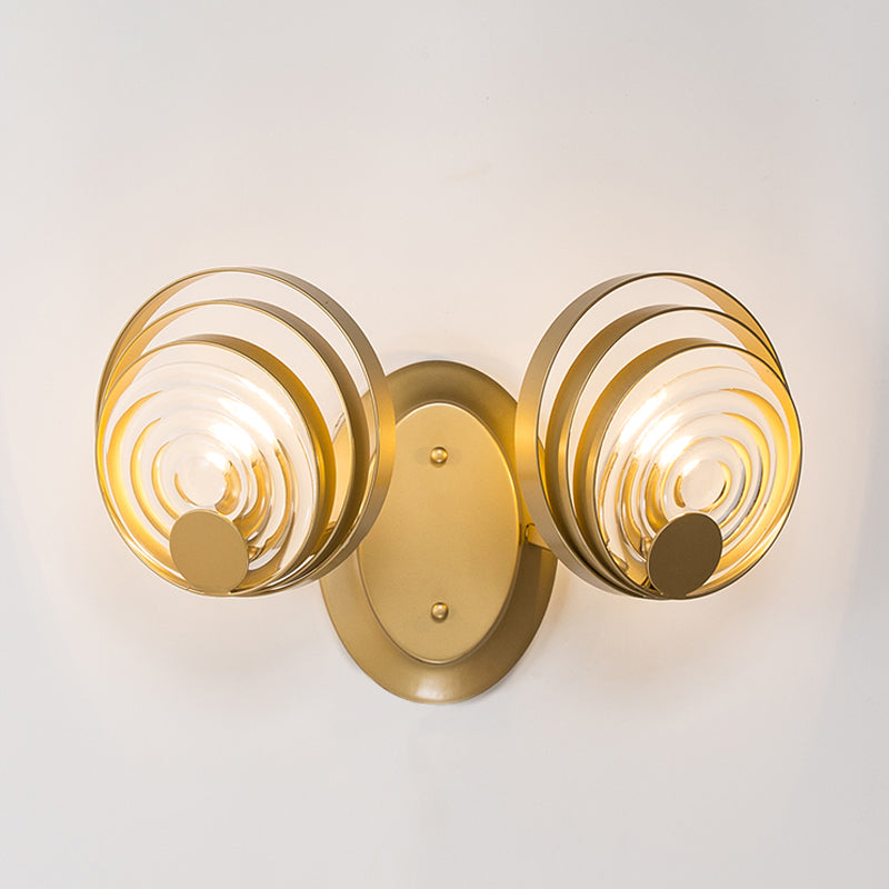 Gold 1/2-Licht Wandkandelaber Licht Minimalist Metallisch Wirbelnd Runde Wandbeleuchtung Idee