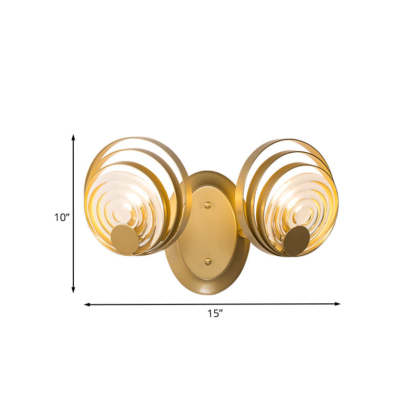 Gold 1/2-Licht Wandkandelaber Licht Minimalist Metallisch Wirbelnd Runde Wandbeleuchtung Idee