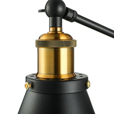 Frendorf | Rotatable Cone Metal Plug In Sconce Lampe mit Stecker-Kabel Industriestil 1 Kopf Schlafzimmer Wandlicht in Schwarz