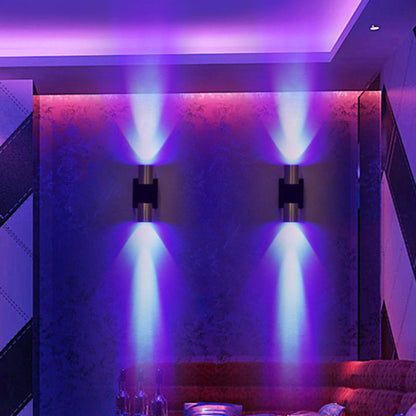 Frendorf | Tube Disco Pub Wandleuchte Aluminium Einfach 3"/4.5" H LED Wandmontage Beleuchtung in Silber, Blau/Gelb/Purpur Licht