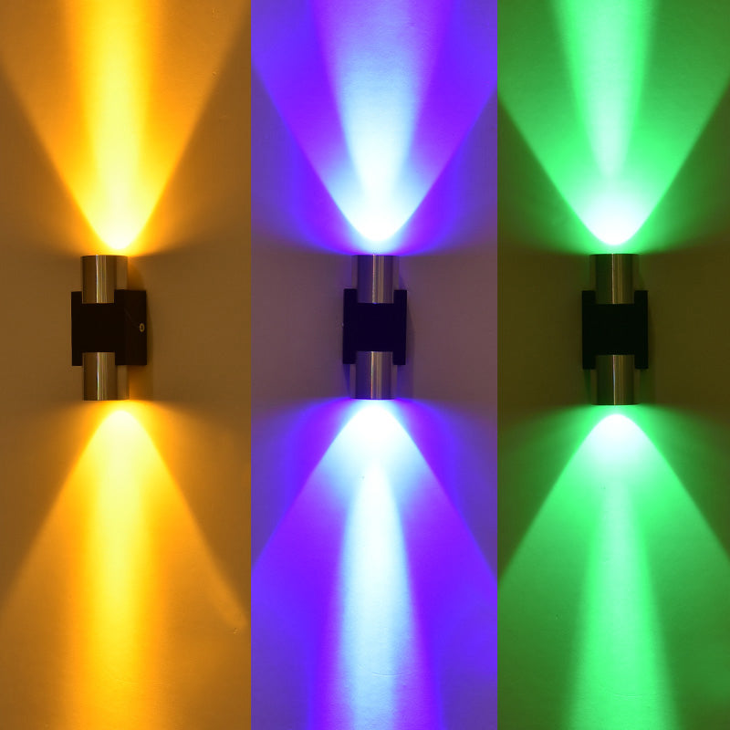Frendorf | Tube Disco Pub Wandleuchte Aluminium Einfach 3"/4.5" H LED Wandmontage Beleuchtung in Silber, Blau/Gelb/Purpur Licht