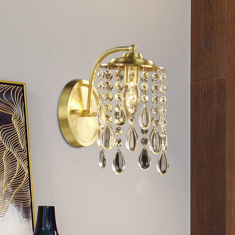 Frendorf | Kristallen Druppel Messing Wandverlichting Idee Cilindrisch 1 Lamp Eenvoudige Wandlamp voor Slaapkamer