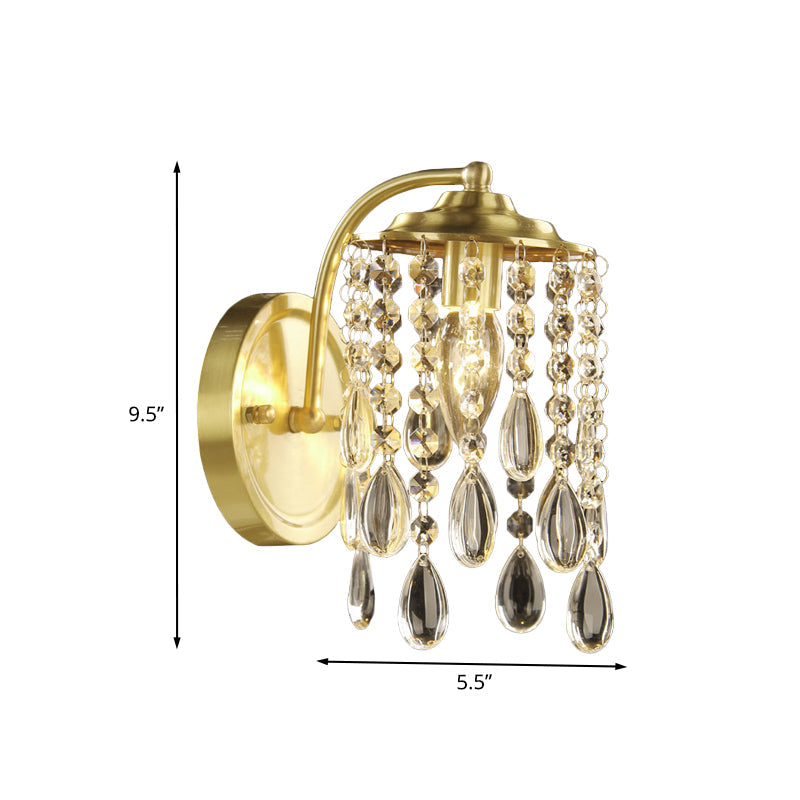 Frendorf | Kristallen Druppel Messing Wandverlichting Idee Cilindrisch 1 Lamp Eenvoudige Wandlamp voor Slaapkamer