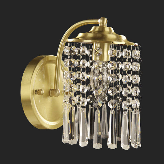 Frendorf | 1-Light Crystal Drip Wandleuchte Landhaus Messing Zylinder Schlafzimmer Wandmontage Beleuchtung