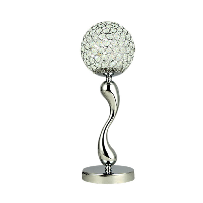 Sphere Study Room Table Light Contemporary Inserted Crystal LED Chrome Nachttischlampe