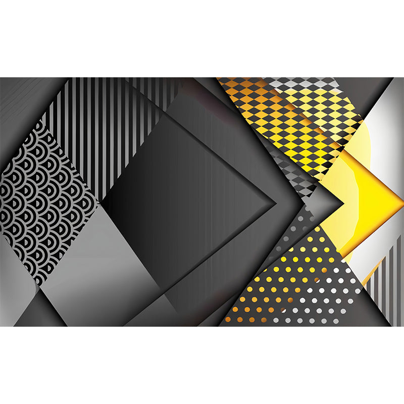 Frendorf | Kleurblok Muurmuur Decal voor Vergaderruimte Decoratie, Grijs en Geel, Gepersonaliseerde Grootte Beschikbaar