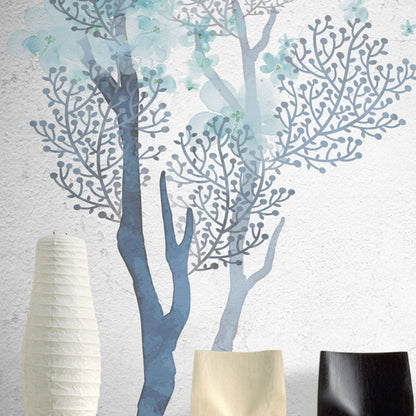 Frendorf | Blauwe Esthetische Wandmuur Decal Aangepaste Afmeting Vlinder en Boom Wandkunst voor Slaapkamer