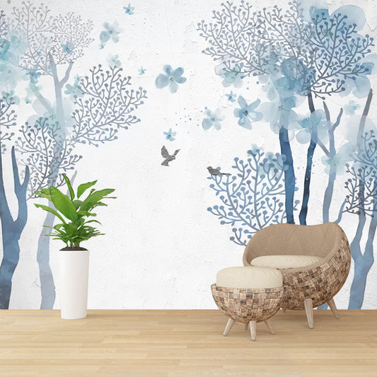 Frendorf | Blauwe Esthetische Wandmuur Decal Aangepaste Afmeting Vlinder en Boom Wandkunst voor Slaapkamer